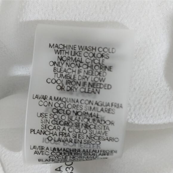 CALVIN KLEIN! WINTER WHITE CHIFFON TIE NECK, PUFF SLEEVE BLOUSE, TOP! SZ 3X - Picture 8 of 9